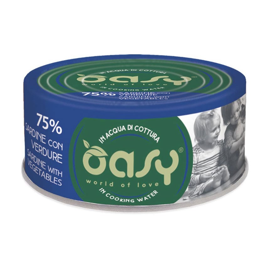 Вологий корм для дорослих котів Oasy Cat Wet More Love з сардиною та овочами, 70 г